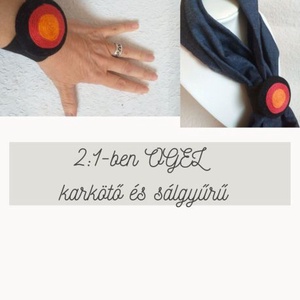 OGEL Piros 2:1 karkötő és sálgyűrű, textil karkötő és sálgyűrű, textilékszer,fonalékszer, Ékszer, Nyaklánc, Medálos nyaklánc, Ékszerkészítés, MESKA