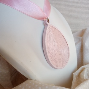 Nagy csepp alakú rózsaszín fonal nyaklánc szett ,textil egyedi ékszer, BIB ékszer, BIB nyaklánc - ékszer - nyaklánc - medálos nyaklánc - Meska.hu