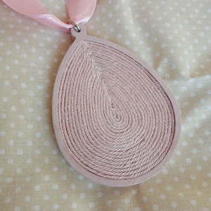 Nagy csepp alakú rózsaszín fonal nyaklánc szett ,textil egyedi ékszer, BIB ékszer, BIB nyaklánc - ékszer - nyaklánc - medálos nyaklánc - Meska.hu