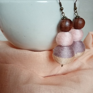 ŐSZI GESZTENYE textilbogyó fülbevaló, fonalékszer, textil fülbevaló - ékszer - fülbevaló - lógó fülbevaló - Meska.hu