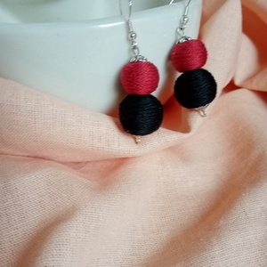 RULETT textilbogyó fülbevaló, fonalékszer, textil fülbevaló - ékszer - fülbevaló - lógó fülbevaló - Meska.hu