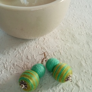 EARLY BIRD textilbogyó fülbevaló, textil fülbevaló, textilékszer - ékszer - fülbevaló - lógó fülbevaló - Meska.hu