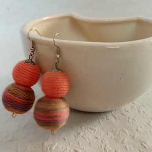 PARÁZS textilbogyó fülbevaló, textil fülbevaló, textilékszer, Ékszer, Fülbevaló, Lógó fülbevaló, Ékszerkészítés, MESKA