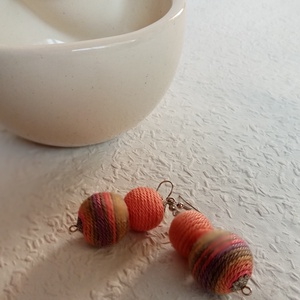 PARÁZS textilbogyó fülbevaló, textil fülbevaló, textilékszer - ékszer - fülbevaló - lógó fülbevaló - Meska.hu