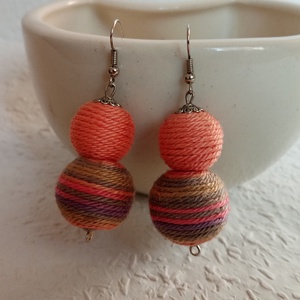 PARÁZS textilbogyó fülbevaló, textil fülbevaló, textilékszer - ékszer - fülbevaló - lógó fülbevaló - Meska.hu