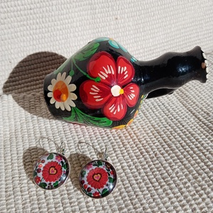 Matyó fülbevaló, folklór ékszer, magyaros ékszer, Hungarian jewellery, magyar motívum, magyar népviselet, Ékszer, Fülbevaló, Pötty fülbevaló, Ékszerkészítés, MESKA