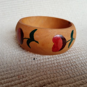 Matyó virágos fakarkötő, matyós viselet, kézzel festett matyó karkötő - ékszer - karkötő - széles karkötő - Meska.hu