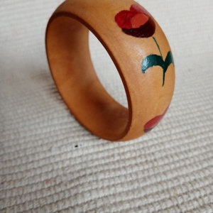 Matyó virágos fakarkötő, matyós viselet, kézzel festett matyó karkötő, Ékszer, Karkötő, Széles karkötő, Varrás, Festett tárgyak, MESKA