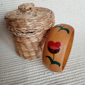 Matyó virágos fakarkötő, matyós viselet, kézzel festett matyó karkötő - ékszer - karkötő - széles karkötő - Meska.hu