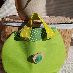 Világos zöld Pöttyös Randi táska változtatható díszelemmel - táska & tok - kézitáska & válltáska - kézitáska - Meska.hu