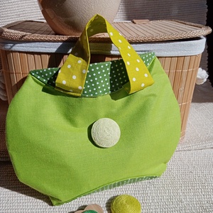 Világos zöld Pöttyös Randi táska változtatható díszelemmel, Táska & Tok, Kézitáska & válltáska, Kézitáska, Varrás, MESKA
