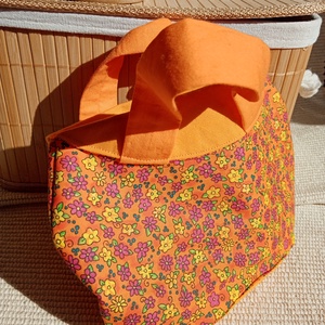 Narancssárga virágos randitáska, alkalmi kistáska, textil vidám táska, Táska & Tok, Kézitáska & válltáska, Kézitáska, Varrás, MESKA