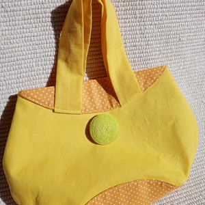 Citromsárga Pöttyös Randi táska változtatható díszelemmel, alkalmi kistáska - táska & tok - kézitáska & válltáska - kézitáska - Meska.hu