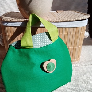 Sötétzöld Pöttyös Randi táska változtatható díszelemmel, alkalmi kistáska - táska & tok - kézitáska & válltáska - kézitáska - Meska.hu