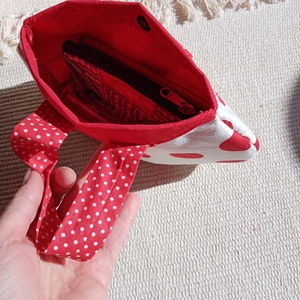 Piros nagy pöttyös randitáska, alkalmi kistáska, textil vidám táska - táska & tok - kézitáska & válltáska - kézitáska - Meska.hu