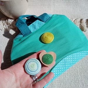 Menta Pöttyös Randi táska változtatható díszelemmel, alkalmi kistáska - táska & tok - kézitáska & válltáska - kézitáska - Meska.hu