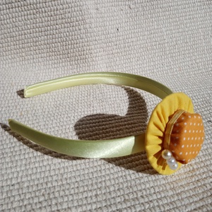 Citromsárga pöttyös kalapos hajráf, hajpánt - ruha & divat - hajdísz & hajcsat - hajráf & hajpánt - Meska.hu