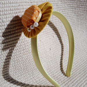 Citromsárga pöttyös kalapos hajráf, hajpánt, Ruha & Divat, Hajdísz & Hajcsat, Hajráf & Hajpánt, Ékszerkészítés, MESKA