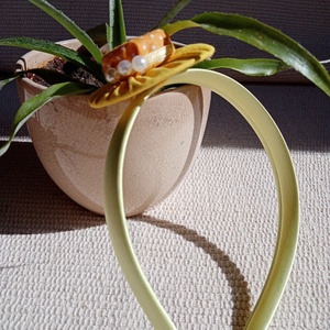 Citromsárga pöttyös kalapos hajráf, hajpánt - ruha & divat - hajdísz & hajcsat - hajráf & hajpánt - Meska.hu