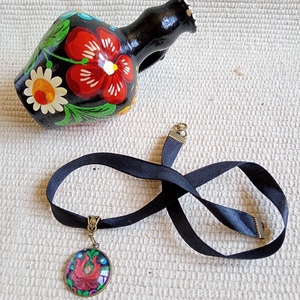 Magyaros nyaklánc, matyós üveg nyaklánc,matyó ékszer,folklór ékszer,magyaros nyaklánc - ékszer - nyaklánc - hosszú nyaklánc - Meska.hu
