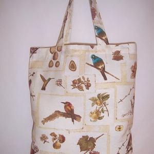 Drapp madár mintás kis táska normál füllel  - táska & tok - bevásárlás & shopper táska - shopper, textiltáska, szatyor - Meska.hu