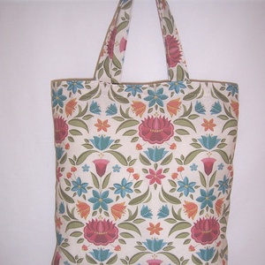 Virág mintás táska normál füllel  - táska & tok - bevásárlás & shopper táska - shopper, textiltáska, szatyor - Meska.hu