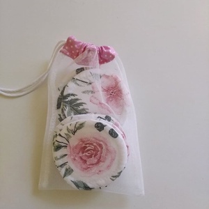 Sminklemosó korong 10 db tüll zsákkal rózsaszín rózsa mintás - szépségápolás - arcápolás - arctisztító korong - Meska.hu