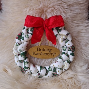 Karácsonyi ajtódísz, Karácsony, Adventi díszek, Adventi ajtódísz, Varrás, MESKA
