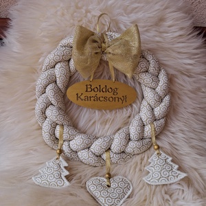 Karácsonyi ajtódísz, Karácsony, Adventi díszek, Adventi ajtódísz, Varrás, MESKA