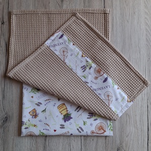Bézs színű konyharuha levendulákkal - otthon & életmód - konyhafelszerelés, tálalás - konyhai textil - konyharuha & törlőkendő - Meska.hu