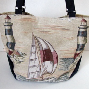 Strandtáska - vitorlás, világítótorony -  - Meska.hu Strandtáska - vitorlás, világítótorony -  - Meska.hu