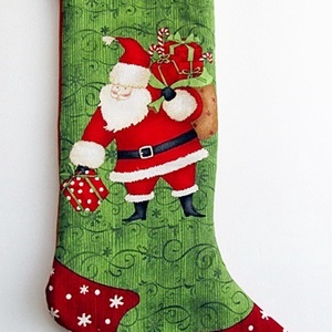 Mikulás váró textilcsizma - Mikulás mintával 2 - Meska.hu