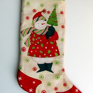 Mikulás váró textilcsizma - hóember mintával - Meska.hu