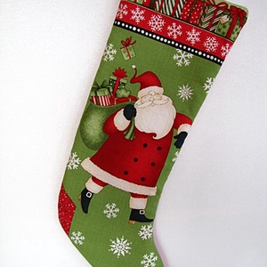 Mikulás váró textilcsizma - Mikulás mintával, Karácsony, Mikulás, Mikulás ajándékok, Varrás, MESKA