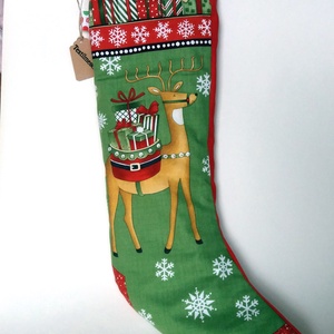 Mikulás váró textilcsizma - szarvas mintával, Karácsony, Mikulás, Mikulás ajándékok, Varrás, MESKA