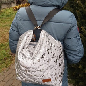 2 in 1 ezüszszürke táska - feliratos       - táska & tok - hátizsák - hátizsák - Meska.hu 2 in 1 ezüszszürke táska - feliratos       - táska & tok - hátizsák - hátizsák - Meska.hu