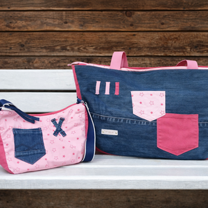 Farmer utazótáska szett - rózsaszín csillag - Meska.hu