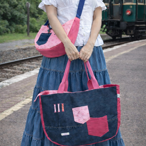 Farmer utazótáska szett - rózsaszín csillag - táska & tok - kézitáska & válltáska - nagy pakolós táska - Meska.hu
