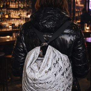 2 in 1 ezüszszürke táska - feliratos       - táska & tok - hátizsák - hátizsák - Meska.hu