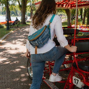 Türkiz sling - boho bag, nyári táska - táska & tok - övtáska - Meska.hu