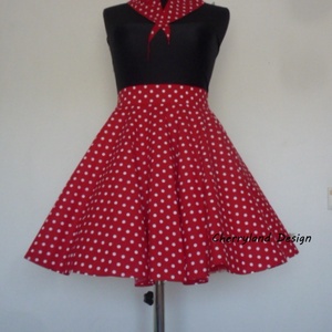   Piros-Fehér Pöttyös Rockabilly szoknya./Alsószoknyával -  - Meska.hu