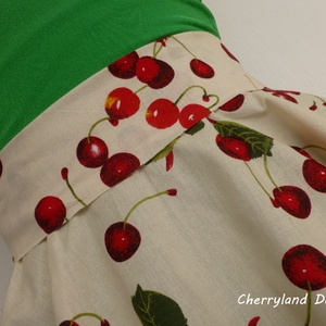 Cherryland Design Törtfehér Cseresznyés szoknya. - ruha & divat - női ruha - szoknya - Meska.hu