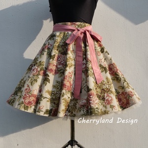Cherryland Design Vintage Virágmintás Rockabilly Szoknya /Alsószoknyával., , Varrás, Meska