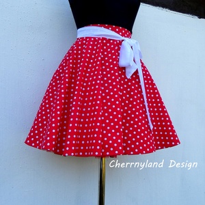   Cherryland Design Piros-Fehér pöttyös rockabilly szoknya./Alsószoknyával -  - Meska.hu