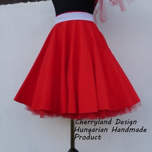 Cherryland Design Piros pamutvászon   Rockabilly stílusú szoknya /Alsószoknya - ruha & divat - női ruha - szoknya - Meska.hu
