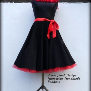 Cherryland Design Fekete Nehézselyem szoknya alsószoknyával.., Ruha & Divat, Női ruha, Szoknya, Varrás, Meska