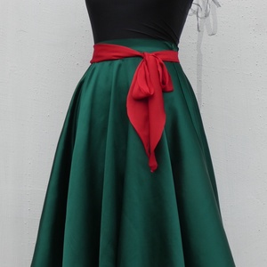 Cherryland Design Zöld  szatén szoknya , Ruha & Divat, Női ruha, Szoknya, Varrás, Meska
