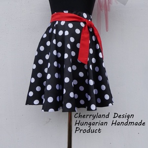 Cherryland Design  Fekete alapon fehér pöttyös    Rockabilly  stílusú szoknya./alsószoknya nélkül! - ruha & divat - női ruha - szoknya - Meska.hu
