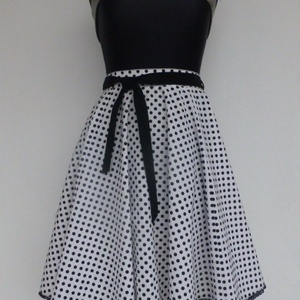 Cherryland Design Fehér-Fekete Kispöttyös rockabilly szoknya, Ruha & Divat, Női ruha, Szoknya, Varrás, MESKA