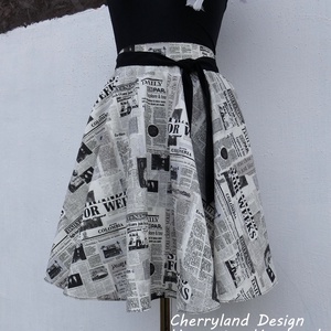 Cherryland Design Újságmintás  rockabilly stílusú szoknya , Ruha & Divat, Női ruha, Szoknya, Varrás, Meska